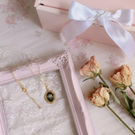 black rose glass necklace