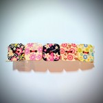 花柄の四角い木製ボタンのバレッタa(大)