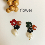 秋冬マリメッコ風×コットンパール★イヤリング／ピアス
