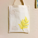 ふわふわミモザの羊毛刺繍トート