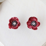 【布花ビジュー】Anemone × スワロ  #004 (Red)  ピアス