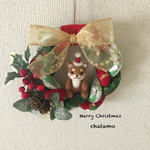 柴犬サンタのキルトクリスマスリース