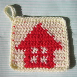 かぎ編みのおうち柄アクリルたわし