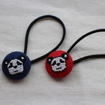 へなちょこパンダの刺繍ヘアゴム【送料無料】