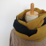  wool 100%  ねじりスヌード mustard&deepgreen
