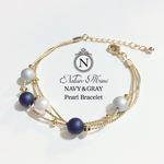 NAVY＆GRAY パール3連ブレス