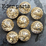 【2個】vintage  crystal gold design beads
