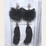 2way猫ミミ猫しっぽミンクファーピアス