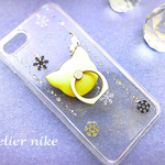 * Twinkle snow *冬 雪 猫 選べる スマホリング スマホケース Galaxy/Xperia iPhoneケース iPhone8/plus iPhoneX/SE iPhone7/6