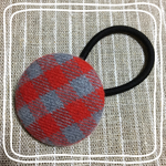 クリスマス カラー  チェック くるみボタンヘアゴム