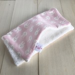 ◼︎493 今治タオル&ダブルガーゼ 大判ハンカチ ゆるかわうさぎ&うさぎタグ