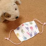 ベビー👶リバーシブル立体マスク ②カラフルウサギ×ピンクドット