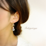 雪の結晶とベロアピアス/イヤリング