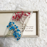 【全機種対応】かすみ草の押し花スマホケース iPhone/Xperia/GALAXY/AQUOS等  redblue