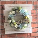 直径20㎝アイスブルーのクリスマスリース◆造花・リース・壁掛け