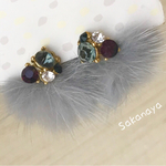 秋冬♡人気のミンクファー♡キラリビジュー♡ピアス