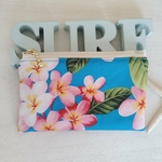 ミニミニフラットポーチ　プルメリア柄