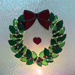 ゆらゆら揺れるハートのクリスマスリース♧ステンドグラス♧