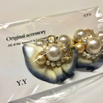 新色大ぶりコットンパールとビジューピアス