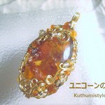 ヘマタイト・イン・クォーツペンダント（ワイヤーアートジュエリー☆ワイヤーアクセサリー☆ワイヤーラッピング天然石ネックレス）