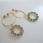 sale! スワロラウンドイヤリング　アクア