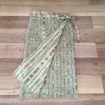 着物リメイク巻きスカート絣緑