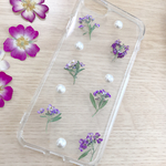 紫フラワーの押し花ケース