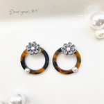 2way★べっ甲 &ダリアflower ピアス♡グレー