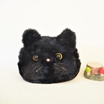 ★動物ポーチ★　いやしの黒猫フワフワポーチ　(しっぽ・内ポケット付き)