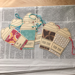 【12枚セット】コーヒー好きのための コーヒー型ギフトタグ  ウィンターバージョン