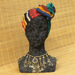 ハンドプリントシルク　ヘアターバン　針金入り