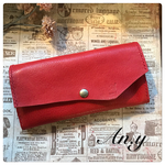 【K様オーダー品】レザーヌメ革コンパクト長財布＊Classic Red