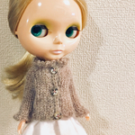 ブライス ドール用 フリルカーディガン セーター 2way モヘア ベージュ  洋服