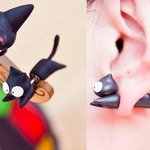 ハンドメイド 　ピアス★黒いネコちゃん 猫 1個★