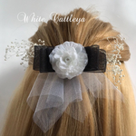 かすみ草とオーガンジーのヘアクリップ ★ コサージュ