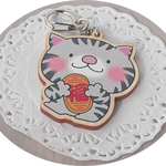 サバトラ猫のウッドキーホルダー(送料込)