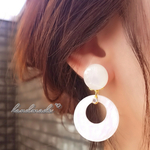 ホワイトプレートピアス♡*°