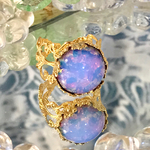 再販・大輪の花・・Pink ファイアオパールglass 透かし ring