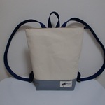 帆布のファスナーバックパック　生成り×グレー×ネイビー