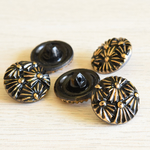 【France import】 ゴールド(ガーベラ)ラウンド ガラスボタン (2個)