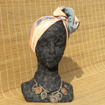 ハンドプリントシルク　ヘアターバン　針金入り