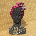 ハンドプリントシルク　ヘアターバン　針金入り
