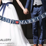 ①「JUST♡MARRIED」マット紙  ウェディングガーランド☆結婚パーティー☆（送料込）