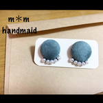 ♡ベロアにパール♡くるみボタン ピアス