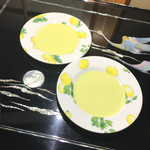 訳あり！レモン柄のケーキ皿2枚セット ポーセラーツ