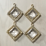 GOLD CLEAR SQUARE DESIGN CHARM BEADS PARTS