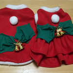 オーダー  ティアーナちゃんとジュリアーノちゃんのサンタワンコ服