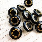 ■エポキシ■6個入■15mm■ビンテージボタン (レース柄　黒)　 [1278-15] アクセサリーに!