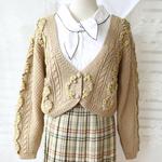 【1着限定】可愛い刺繍100%ウール・カーディガ・ セーター ニット HT-90