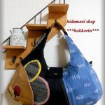 まん丸☆森刺繍デニム＊クロネコ☆2WAYバッグ